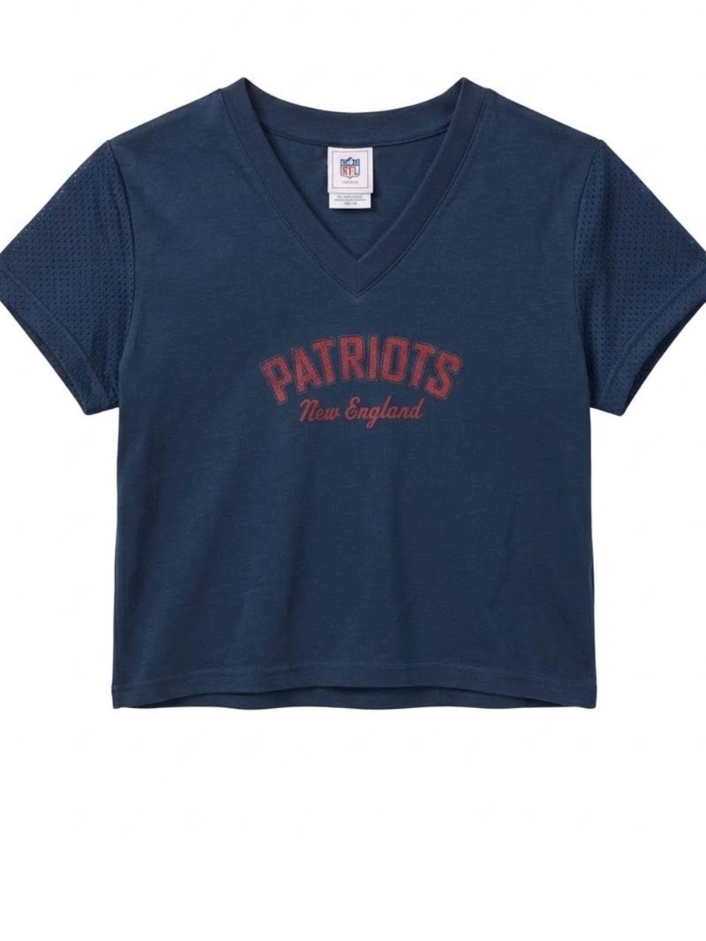 Vintage Y2K New England Patriots Crop Top Mesh Sleeve NFL For Her Size M